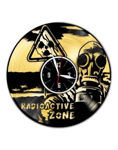 Часы из виниловой пластинки c VinylLab Радиоактивная зона с золотой подложкой (c) vinyllab