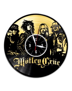 Часы из виниловой пластинки c VinylLab Motley Crue с золотой подложкой (c) vinyllab