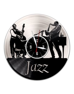 Часы из виниловой пластинки c VinylLab Джаз с серебряной подложкой (c) vinyllab