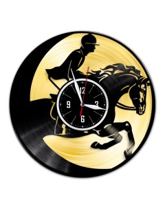 Часы из виниловой пластинки c VinylLab Конный спорт с золотой подложкой (c) vinyllab