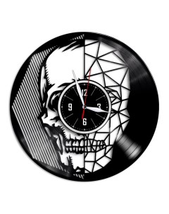 Часы из виниловой пластинки c VinylLab Череп декор (c) vinyllab