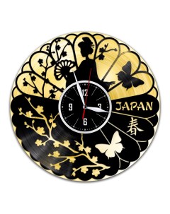 Часы из виниловой пластинки c VinylLab Япония с золотой подложкой (c) vinyllab