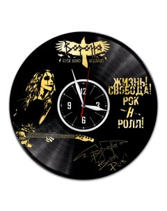 Часы из виниловой пластинки c VinylLab Ворона с золотой подложкой (c) vinyllab