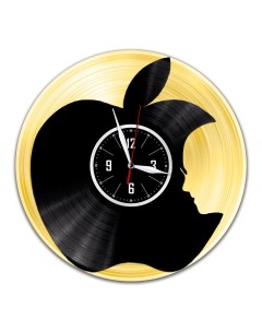 Часы из виниловой пластинки c VinylLab Стив Джобс с золотой подложкой (c) vinyllab