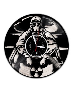 Часы из виниловой пластинки c VinylLab Радиация с серебряной подложкой (c) vinyllab