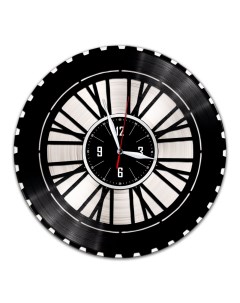 Часы из виниловой пластинки c VinylLab Колесо с серебряной подложкой (c) vinyllab