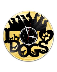 Часы из виниловой пластинки c VinylLab Dogs с золотой подложкой (c) vinyllab