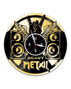 Часы из виниловой пластинки c VinylLab Heavy Metal с золотой подложкой (c) vinyllab