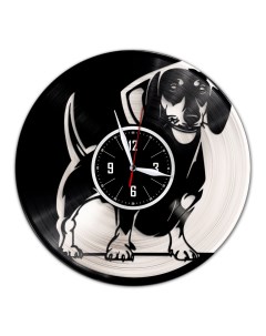 Часы из виниловой пластинки c VinylLab Такса 3 с серебряной подложкой (c) vinyllab