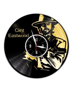 Часы из виниловой пластинки c VinylLab Клинт Иствуд с золотой подложкой (c) vinyllab