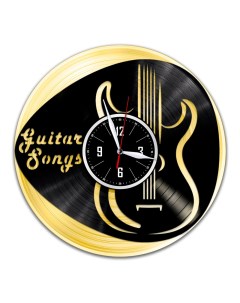 Часы из виниловой пластинки c VinylLab Медиатор с золотой подложкой (c) vinyllab