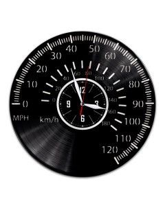 Часы из виниловой пластинки c VinylLab Спидометр с серебряной подложкой (c) vinyllab