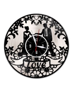 Часы из виниловой пластинки c VinylLab Love с серебряной подложкой (c) vinyllab