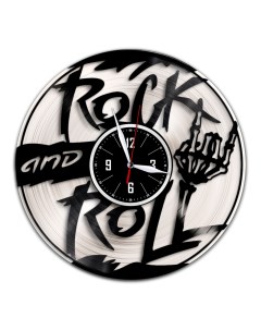 Часы из виниловой пластинки c VinylLab Rock n Roll с серебряной подложкой (c) vinyllab
