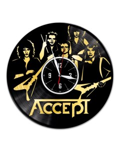 Часы из виниловой пластинки c VinylLab Accept с золотой подложкой (c) vinyllab