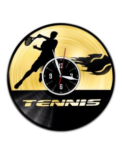Часы из виниловой пластинки c VinylLab Теннис с золотой подложкой (c) vinyllab
