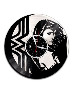 Часы из виниловой пластинки c VinylLab Чудо Женщина с серебряной подложкой (c) vinyllab