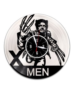 Часы из виниловой пластинки c VinylLab Люди Икс с серебряной подложкой (c) vinyllab