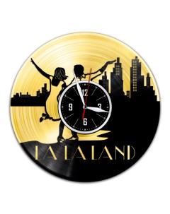 Часы из виниловой пластинки c VinylLab Ла Ла Ленд с золотой подложкой (c) vinyllab