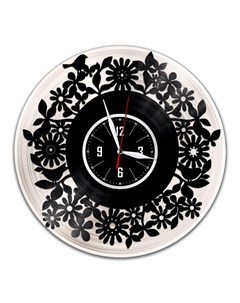 Часы из виниловой пластинки c VinylLab Декоративные с серебряной подложкой (c) vinyllab