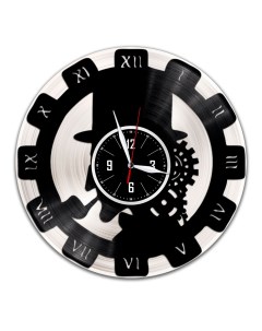 Часы из виниловой пластинки c VinylLab Шерлок Холмс с серебряной подложкой (c) vinyllab