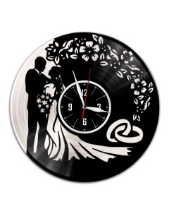 Часы из виниловой пластинки c VinylLab Свадьба с серебряной подложкой (c) vinyllab