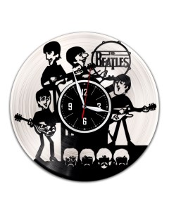 Часы из виниловой пластинки c VinylLab Битлз с серебряной подложкой (c) vinyllab