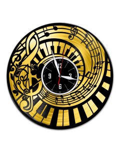Часы из виниловой пластинки c VinylLab Музыка с золотой подложкой (c) vinyllab