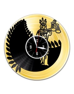Часы из виниловой пластинки c VinylLab Фемида с золотой подложкой (c) vinyllab