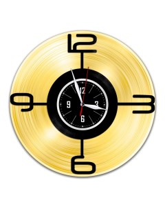 Часы из виниловой пластинки c VinylLab Цифры с золотой подложкой (c) vinyllab