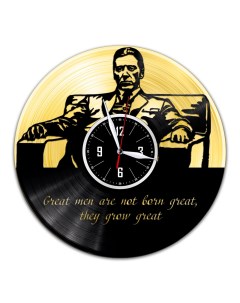 Часы из виниловой пластинки c VinylLab Крестный отец с золотой подложкой (c) vinyllab