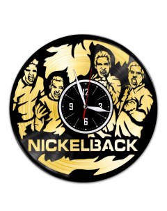 Часы из виниловой пластинки c VinylLab Nickelback с золотой подложкой (c) vinyllab