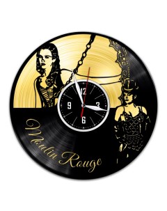 Часы из виниловой пластинки c VinylLab Мулен Руж с золотой подложкой (c) vinyllab