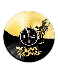 Часы из виниловой пластинки c VinylLab My Chemical Romance с золотой подложкой (c) vinyllab