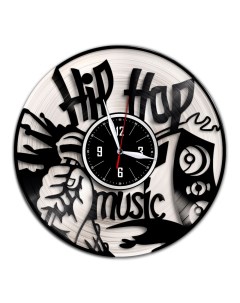 Часы из виниловой пластинки c VinylLab Hip Hop Music с серебряной подложкой (c) vinyllab