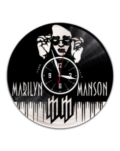 Часы из виниловой пластинки c VinylLab Мэрилин Мэнсон с серебряной подложкой (c) vinyllab