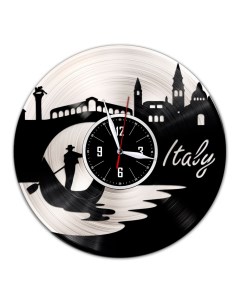 Часы из виниловой пластинки c VinylLab Венеция Италия с серебряной подложкой (c) vinyllab