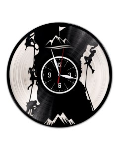 Часы из виниловой пластинки c VinylLab Скалолазание с серебряной подложкой (c) vinyllab