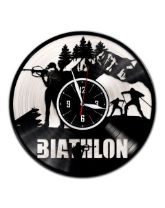 Часы из виниловой пластинки c VinylLab Биатлон с серебряной подложкой (c) vinyllab