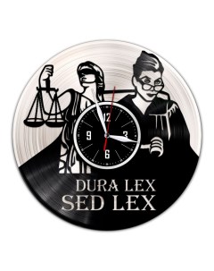 Часы из виниловой пластинки c VinylLab Dura lex Sed lex с серебряной подложкой (c) vinyllab