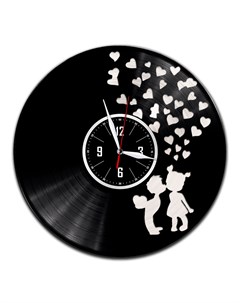 Часы из виниловой пластинки c VinylLab Влюбенные с серебряной подложкой (c) vinyllab