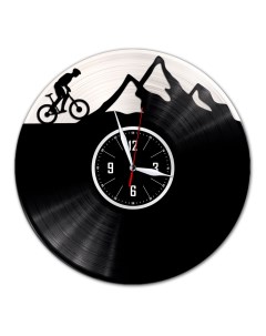 Часы из виниловой пластинки c VinylLab Горный велоспорт с серебряной подложкой (c) vinyllab