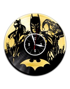 Часы из виниловой пластинки c VinylLab Бетмен с золотой подложкой (c) vinyllab