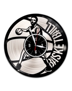 Часы из виниловой пластинки c VinylLab Баскетбол с серебряной подложкой (c) vinyllab