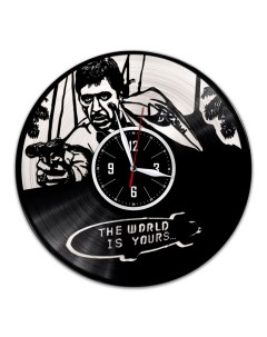 Часы из виниловой пластинки c VinylLab Лицо со шрамом с серебряной подложкой (c) vinyllab