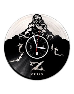 Часы из виниловой пластинки c VinylLab Зевс с серебряной подложкой (c) vinyllab