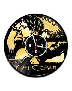 Часы из виниловой пластинки c VinylLab Nirvana с золотой подложкой (c) vinyllab