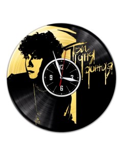 Часы из виниловой пластинки c VinylLab Три дня дождя с золотой подложкой (c) vinyllab
