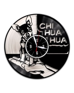 Часы из виниловой пластинки c VinylLab Чихуахуа с серебряной подложкой (c) vinyllab
