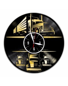 Часы из виниловой пластинки c VinylLab Тягач с золотой подложкой (c) vinyllab